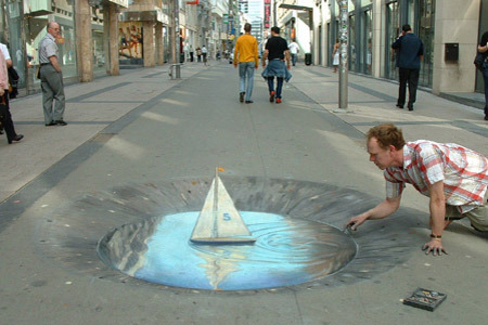 Pavement drawing : boat