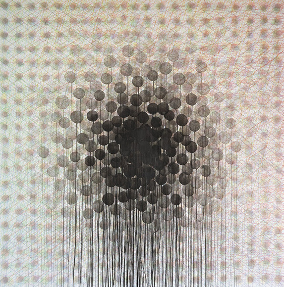 Huoli 2007, akvarelli paperille, 145 x 145 cm